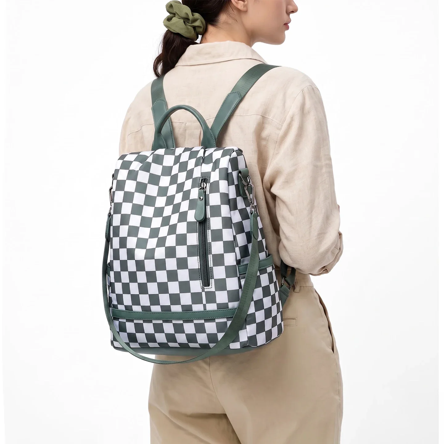 Travel Backpack Anti Theft - Women Anti-Theft Oxford Backpack Checkerboard Casual