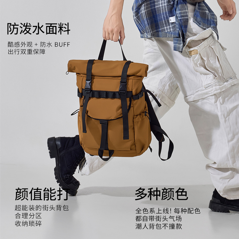 New Men's Roll Mouth Expandabl - Canvas Backpack Casual recension och pris