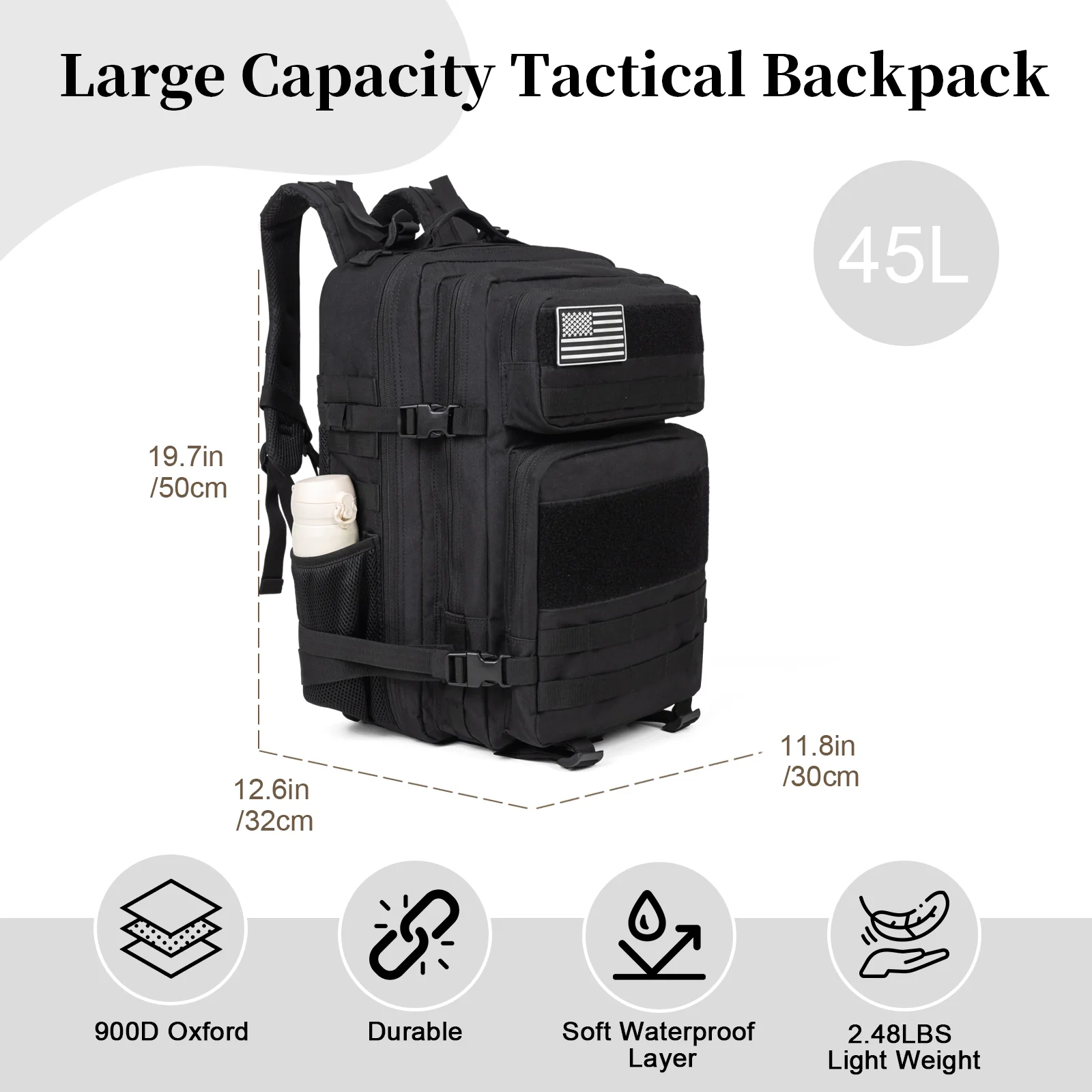 60L Army Military Tactical Bac - Rucksack Military Style recension och pris