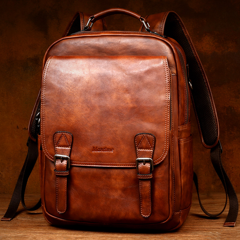 Vegetable tanned cowhide backp - Canvas Backpack Casual recension och pris