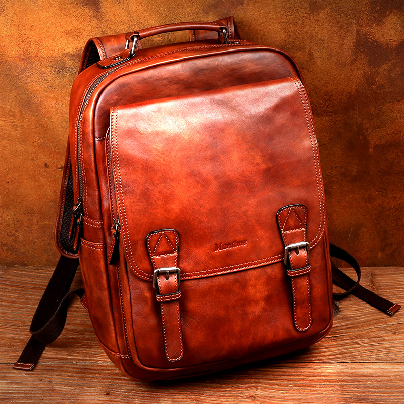 Vegetable tanned cowhide backp - Canvas Backpack Casual recension och pris