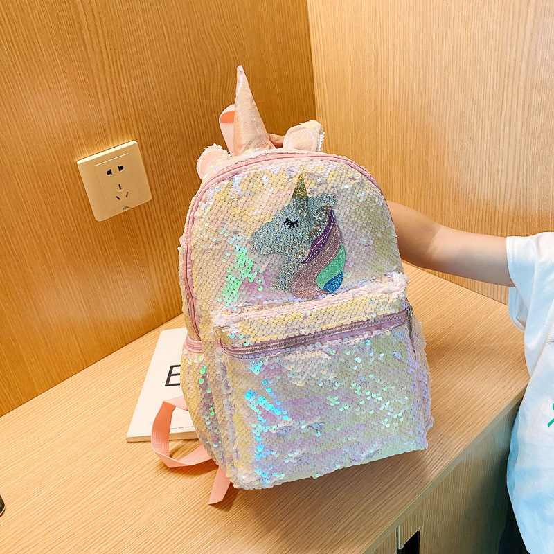 Girls Pink Unicorn Sequin Back - School Backpack Teen recension och pris