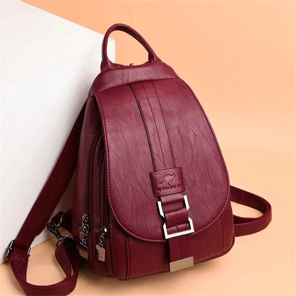 Multifunctional Women Leather  - School Backpack Teen recension och pris
