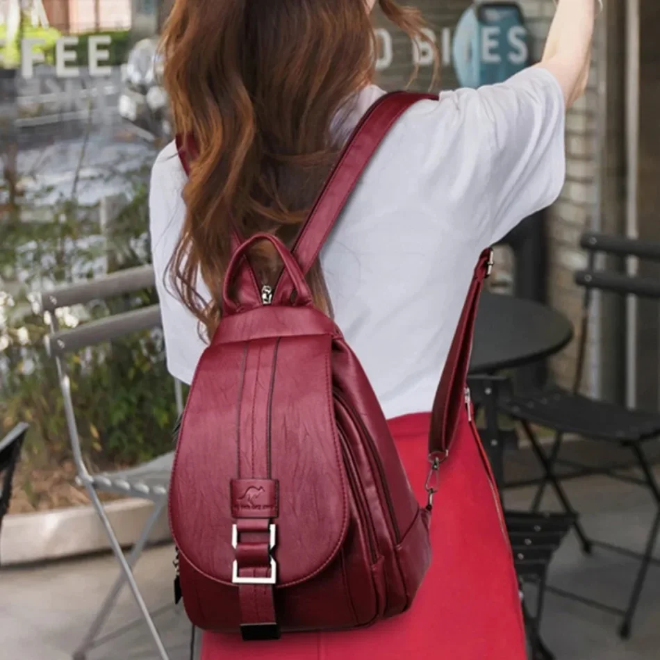 Multifunctional Women Leather  - School Backpack Teen recension och pris