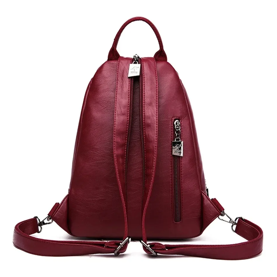 Multifunctional Women Leather  - School Backpack Teen recension och pris